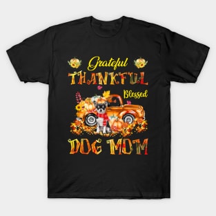 Black Chihuahua Pumpkin Thankful Grateful Blessed Dog Mom T-Shirt